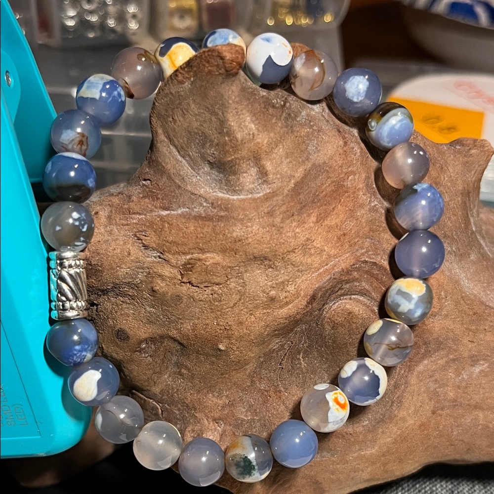 8mm baby blue Fire agate